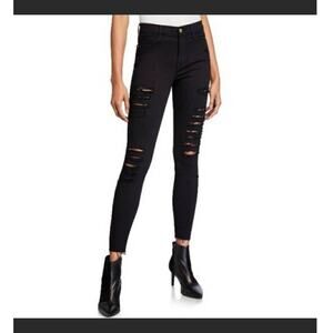 Frame Le High Skinny Film Noir Rip Skinny Jeans | Size 24